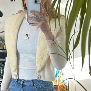 Vintage Cashmere Sweater with Mink Collar